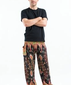 HaremPants.com Peacock Paisley Men's Harem Pants In Black