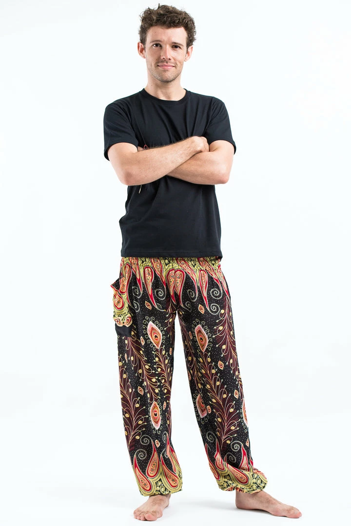 HaremPants.com Peacock Paisley Men's Harem Pants In Black 3 HaremPants.com Peacock Paisley Men's Harem Pants In Black