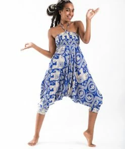 HaremPants.com Imperial Elephant Jumpsuit Elephant Pants In Blue