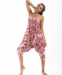 HaremPants.com Imperial Elephant Jumpsuit Elephant Pants In Red 8 HaremPants.com Imperial Elephant Jumpsuit Elephant Pants In Red