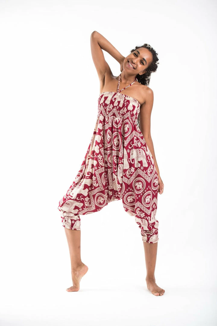 HaremPants.com Imperial Elephant Jumpsuit Elephant Pants In Red 5 HaremPants.com Imperial Elephant Jumpsuit Elephant Pants In Red