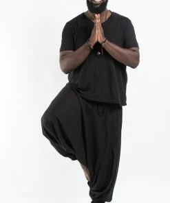 HaremPants.com Plus Size Solid Color Drop Crotch Men's Harem Pants In Black