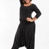 HaremPants.com Plus Size Solid Color Drop Crotch Women's Harem Pants In Black
