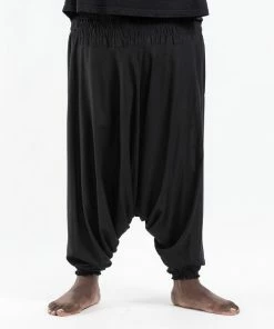 HaremPants.com Plus Size Solid Color Drop Crotch Men's Harem Pants In Black