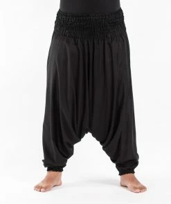 HaremPants.com Plus Size Solid Color Drop Crotch Women's Harem Pants In Black