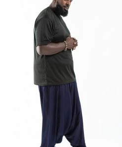 HaremPants.com Plus Size Solid Color Drop Crotch Men's Harem Pants In Blue