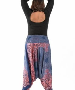 HaremPants.com Plus Size Geometric Mandalas Drop Crotch Women's Harem Pants In Blue
