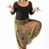 HaremPants.com Plus Size Geometric Mandalas Drop Crotch Women's Harem Pants In Olive