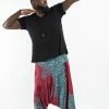 HaremPants.com Plus Size Geometric Mandalas Drop Crotch Men's Harem Pants In Red