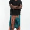 HaremPants.com Plus Size Geometric Mandalas Drop Crotch Men's Harem Pants In Turquoise