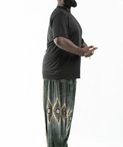 HaremPants.com Plus Size Diamond Peacock Drop Crotch Men's Harem Pants In Green