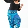 HaremPants.com Plus Size Tribal Chakras Drop Crotch Women's Harem Pants In Blue