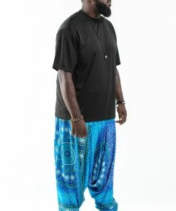 HaremPants.com Plus Size Tribal Chakras Drop Crotch Men's Harem Pants In Blue 7 HaremPants.com Plus Size Tribal Chakras Drop Crotch Men's Harem Pants In Blue