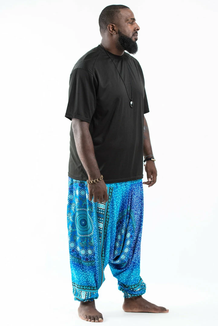 HaremPants.com Plus Size Tribal Chakras Drop Crotch Men's Harem Pants In Blue 5 HaremPants.com Plus Size Tribal Chakras Drop Crotch Men's Harem Pants In Blue