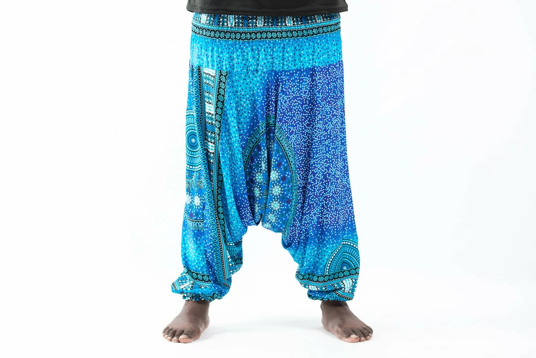 HaremPants.com Plus Size Tribal Chakras Drop Crotch Men's Harem Pants In Blue 4 HaremPants.com Plus Size Tribal Chakras Drop Crotch Men's Harem Pants In Blue