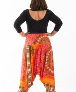 HaremPants.com Plus Size Tribal Chakras Drop Crotch Women's Harem Pants In Orange