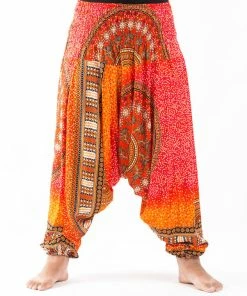HaremPants.com Plus Size Tribal Chakras Drop Crotch Women's Harem Pants In Orange