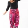 HaremPants.com Plus Size Tribal Chakras Drop Crotch Women's Harem Pants In Pink