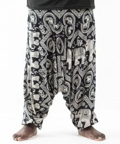 HaremPants.com Plus Size Imperial Elephant Drop Crotch Men's Elephant Pants In Black