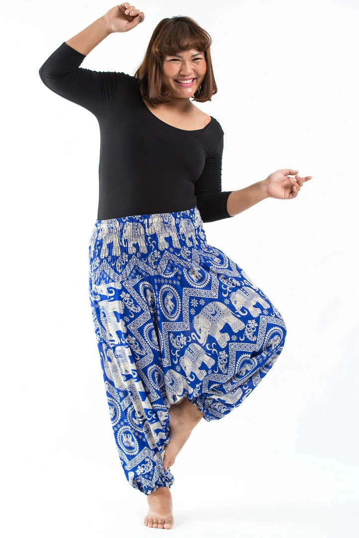 HaremPants.com Plus Size Imperial Elephant Drop Crotch Women's Elephant Pants In Blue 3 HaremPants.com Plus Size Imperial Elephant Drop Crotch Women's Elephant Pants In Blue