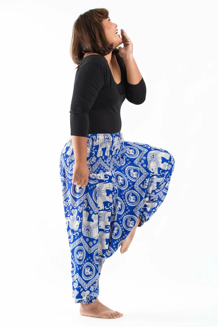 HaremPants.com Plus Size Imperial Elephant Drop Crotch Women's Elephant Pants In Blue 5 HaremPants.com Plus Size Imperial Elephant Drop Crotch Women's Elephant Pants In Blue