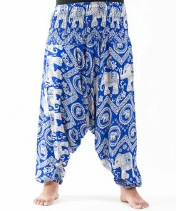 HaremPants.com Plus Size Imperial Elephant Drop Crotch Women's Elephant Pants In Blue