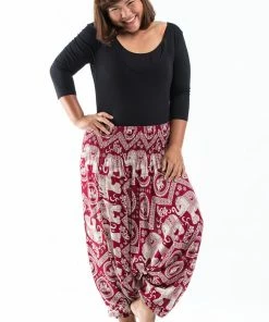 HaremPants.com Plus Size Imperial Elephant Drop Crotch Women's Elephant Pants In Red