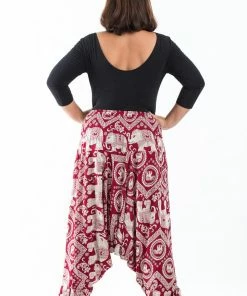 HaremPants.com Plus Size Imperial Elephant Drop Crotch Women's Elephant Pants In Red