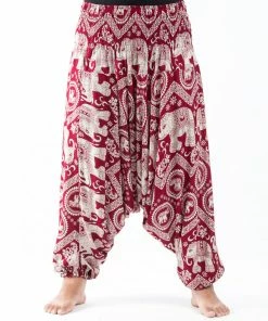 HaremPants.com Plus Size Imperial Elephant Drop Crotch Women's Elephant Pants In Red