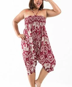 HaremPants.com Plus Size Imperial Elephant Drop Crotch Women's Elephant Pants In Red