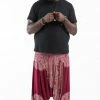 HaremPants.com Plus Size Floral Mandalas Drop Crotch Men's Harem Pants In Red