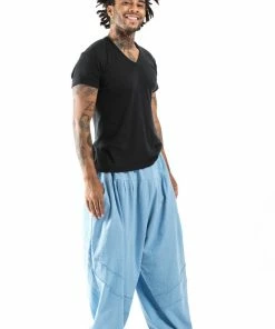 HaremPants.com Genie Men's Cotton Harem Pants In Light Blue