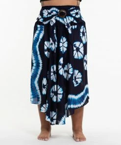 HaremPants.com Women's Plus Size Tie Dye Handkerchief Midi Skirt In Indigo