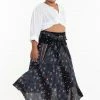HaremPants.com Plus Size Peacock Handkerchief Midi Skirt In Black Women's