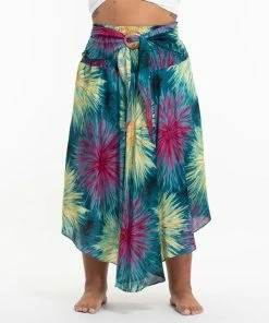 HaremPants.com Women's Plus Size Firework Handkerchief Midi Skirt In Turquoise