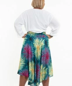 HaremPants.com Women's Plus Size Firework Handkerchief Midi Skirt In Turquoise