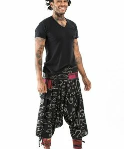 HaremPants.com Japanese Print Hill Tribe Drawstring Men's Harem Pants With Ankle Straps