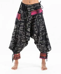 HaremPants.com Japanese Print Hill Tribe Drawstring Women's Harem Pants With Ankle Straps