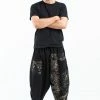 HaremPants.com Two Tone Splatter Prints Men's Three Quarter Pants In Black