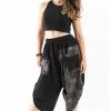 HaremPants.com Two Tone Paisley Prints Women's Three Quarter Pants In Black