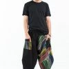 HaremPants.com Two Tone Rainbow Prints Men's Three Quarter Pants In Black
