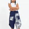 HaremPants.com Two Tone Paisley Prints Kids Three Quarter Pants In Blue