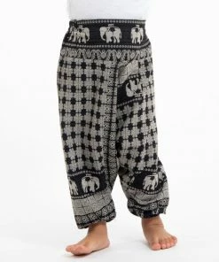 HaremPants.com Hill Tribe Elephant Kids Elephant Pants In Black