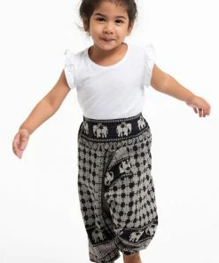 HaremPants.com Hill Tribe Elephant Kids Elephant Pants In Black