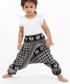 HaremPants.com Hill Tribe Elephant Kids Elephant Pants In Black