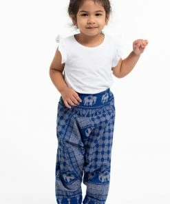 HaremPants.com Hill Tribe Elephant Kids Elephant Pants In Blue Low Cut