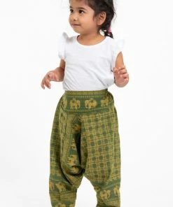 HaremPants.com Hill Tribe Elephant Kids Elephant Pants In Green