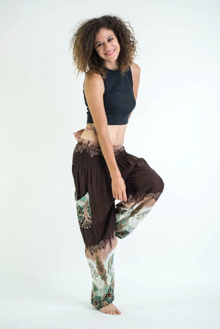 HaremPants.com Solid Top Elephant Women's Elephant Pants In Brown 3 HaremPants.com Solid Top Elephant Women's Elephant Pants In Brown