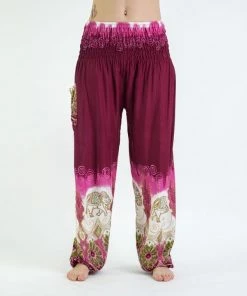 HaremPants.com Solid Top Elephant Women's Elephant Pants In Magenta