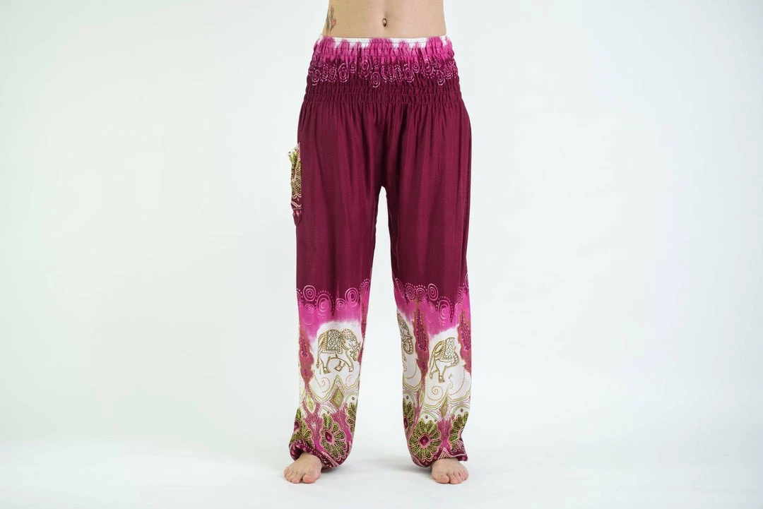 HaremPants.com Solid Top Elephant Women's Elephant Pants In Magenta 4 HaremPants.com Solid Top Elephant Women's Elephant Pants In Magenta